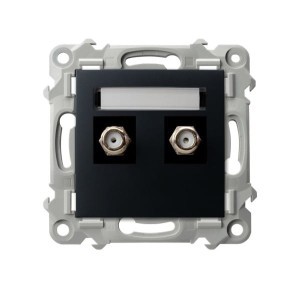 Ospel seria Szafir Gniazdo antenowe typu F podwójne czarny  | GPA-2ZF/m/33