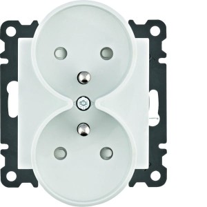 Hager Gniazdo 2x modułowe z przsłoną białe  WL1340