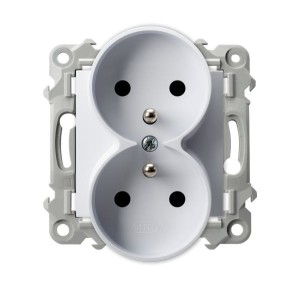 Ospel seria Szafir Gniazdo podwójne z uziemieniem moduł bez ramki kolor biały  | GP-2ZRZ/m/00