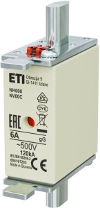 Wkładka topikowa NH - zwłoczna / KOMBI NH000 gG 6A/500V | 004181203