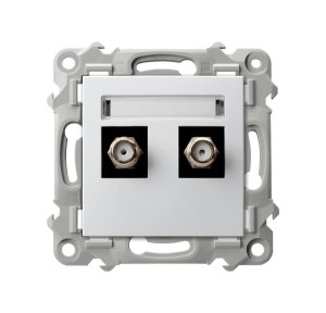 Ospel seria Szafir Gniazdo antenowe typu F podwójne biały  | GPA-2ZF/m/00