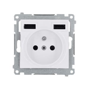 Simon54 Gniazdo poj.z uz. + ładowarka USB  biały | DGZ1ZUSB2AA.01/11