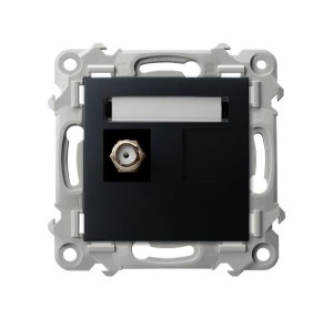 Ospel seria Szafir Gniazdo antenowe typu F pojedyncze czarny  | GPA-1ZF/m/33