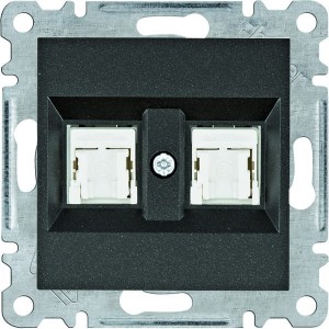 Hager Gniazdo komput. podwójne - czarny  WL2123