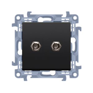 Simon10 Gniazdo antenowe SAT podwójne końcowe, czarny mat CASF2.01/49