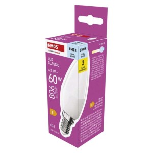 EMOS ŻAR. LED CLS C35 6,5W(60W) 806lm E14 CW  | ZQ3E44