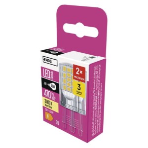 Emos Żaróka LED  CLS JC 4W(40W) 470lm G9 WW 2PC | ZQ9544.2