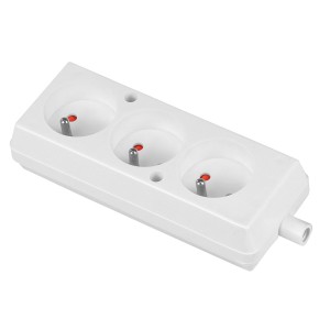 Gniazdo trzykrotne,rozbieralne; 3x2p+Z; BIAŁY | T-10469