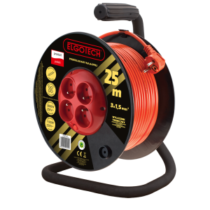 Elgotech Przedłużacz bębnowy 4xz/o pom 3x1,5 25MB | PZB-40-25Y