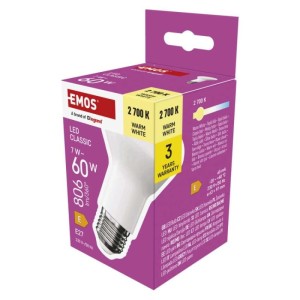 Emos LED CLS R63 7W(60W) 806lm E27 WW  | ZQ7E41