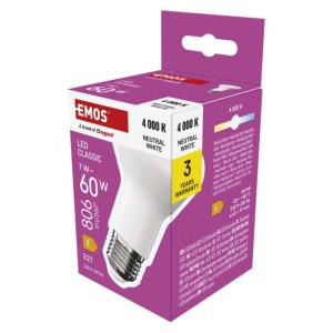 Emos LED CLS R63 7W(60W) 806lm E27 NW  | ZQ7E43