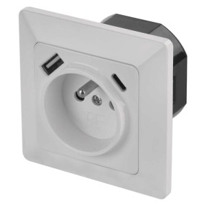 EMOS GNIAZDO Z USB A+C 3 A MAX. FRENCH BIAŁE A6000.4