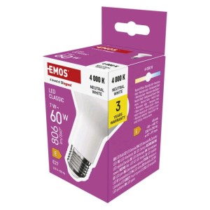 Emos LED CLS R63 7W(60W) 806lm E27 NW  | ZQ7E43