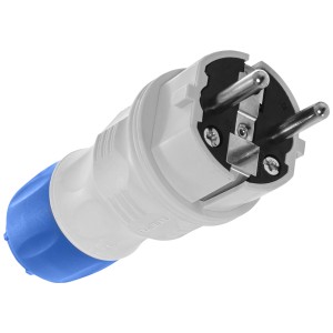 Plastrol Wtyczka IP54, 2p+Z, 16A, szara z niebieską nakrętką | W-97976