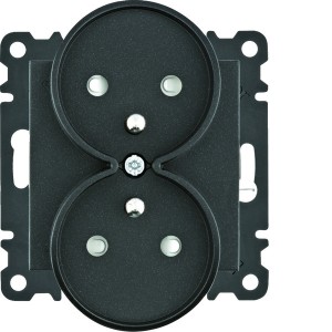 Hager Lumina intense Gniazdo 2x modułowe z przesł. , czarny | WL1343
