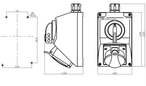 Zestaw C32-48N IP54 L-O-P gn. 32A 3P+N+Z  974009