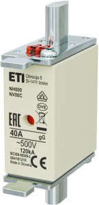 Wkładka topikowa NH - zwłoczna / KOMBI NH000 gG 40A/500V | 004181210
