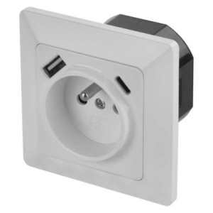 EMOS GNIAZDO Z USB A+C 3 A MAX. FRENCH BIAŁE A6000.4