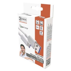 Emos Przewód USB 2,0 A/M-C/M 1,5m biały  SM7026