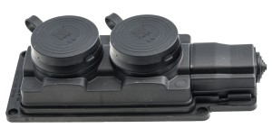Listwa gumowa 2 gniazdowa czarna IP 44  op.1szt | D.3159/2