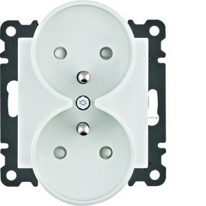 Hager Gniazdo 2x modułowe z przsłoną białe  WL1340