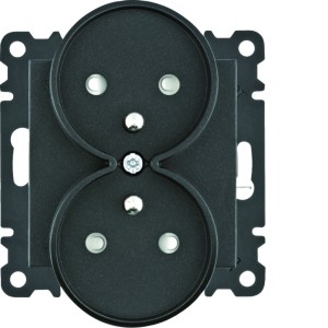 Hager Lumina intense Gniazdo 2x modułowe z przesł. , czarny | WL1343