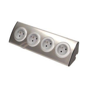 Gniazdo meblowe kuchenne 4x2P+Z, montaż na rzepy, INOX | OR-AE-1340