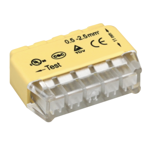 Złączka instalacyjna wciskana 5-przewodowa; na drut 0,75-2,5mm²; IEC 300V/24A; 10 szt. | OR-SZ-8004/5/10
