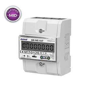 3-fazowy licznik energii elektrycznej, 80A, port RS-485, wielotaryfowy, 4,5 moduły, DIN TH-35mm | OR-WE-517